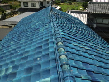 青緑瓦,築40年,青い屋根